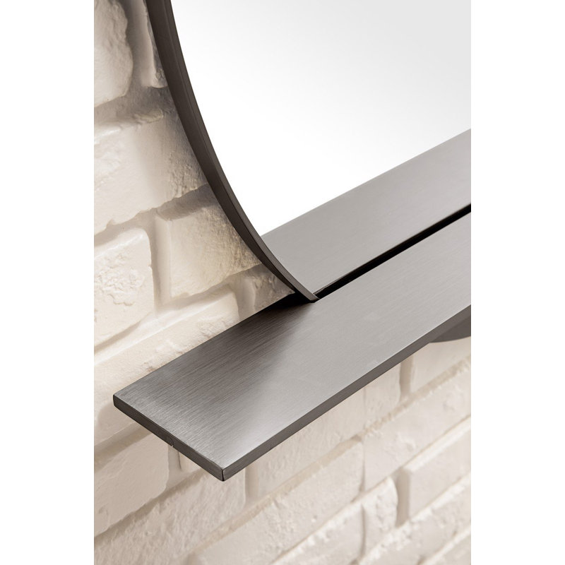 Platform Round Kiln Dried Hardwood Wall Mirror, Modern Iron