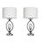 Cristy Table Lamp Set of 2, Intertwined Black Metal, White Fabric Drum 30 Inch