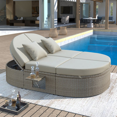 Chonie 78.7" Wide Outdoor Reversible Patio Daybed with Cushions by Ebern Designs