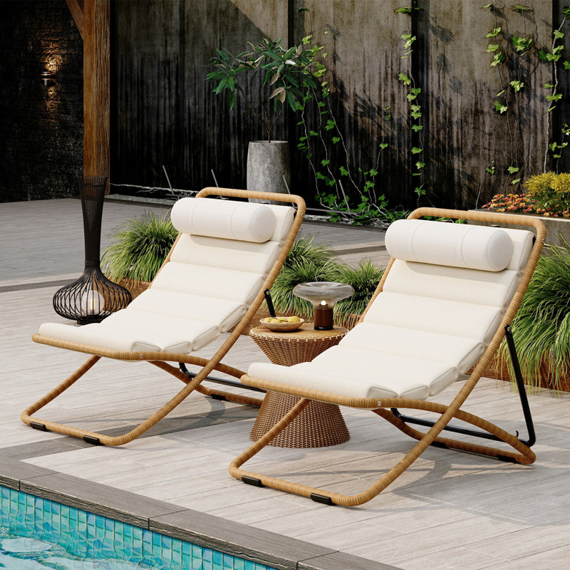 Chaise pliante d'extérieur 2 pièces, Jaune
