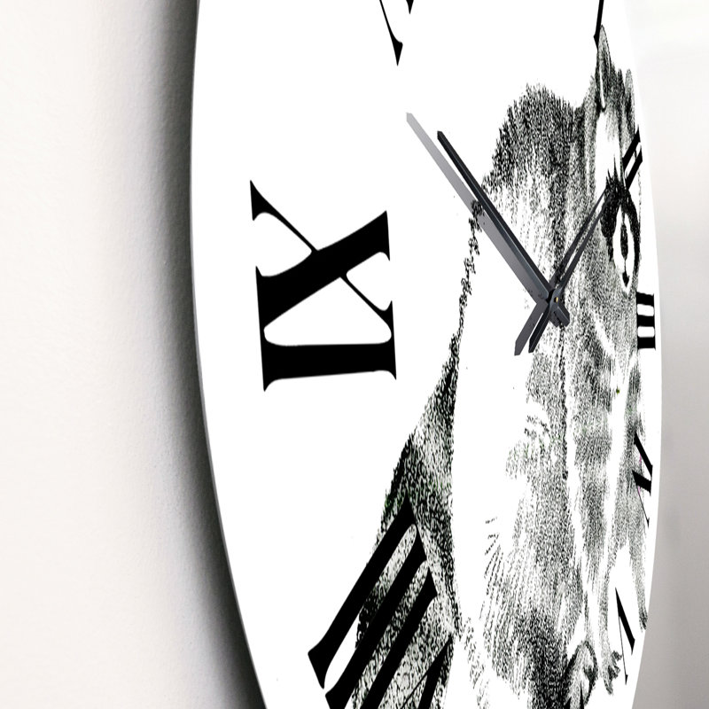 Portrait monochrome de raton laveur - horloge murale de ferme, Surdimensionné