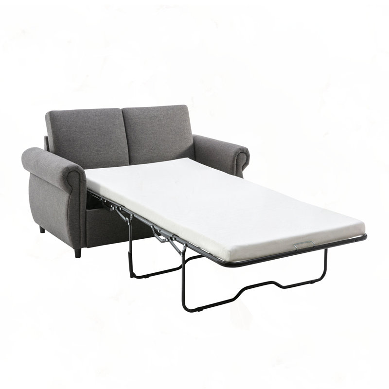 Loveseat Sleeper with Twin Size Memory Mattress, Grey