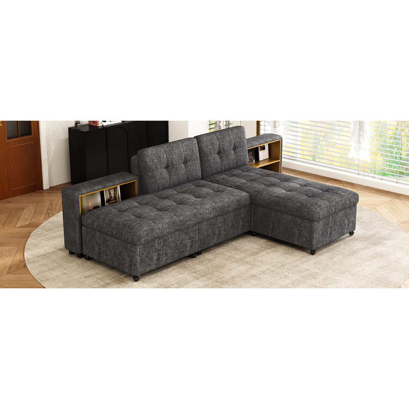 Chenille modulaire gris foncé, espace de rangement, utilisation flexible et mobilité combinée