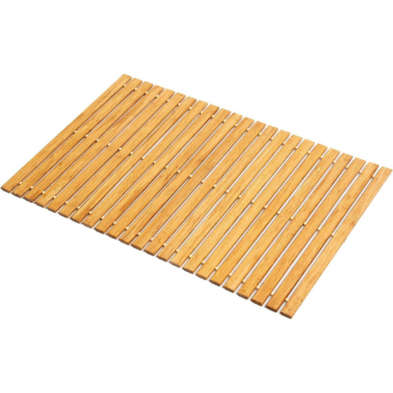 Ellsinore Rectangle Bath Mat Bamboo Roll Up Bath Duckboard Mat 40 X 60 cm Non-Slip Shower Mat 