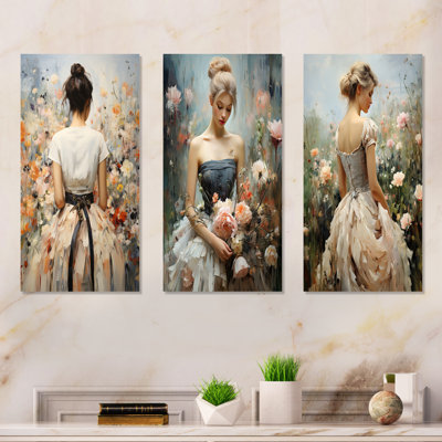Impressionniste mode femme dans un champ de fleurs I - ensemble de salon 4 pièces Dior