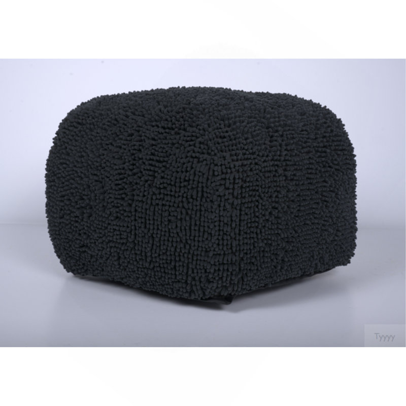 Spongy Microfiber Square Pouf, Dark Charcoal, Charcoal