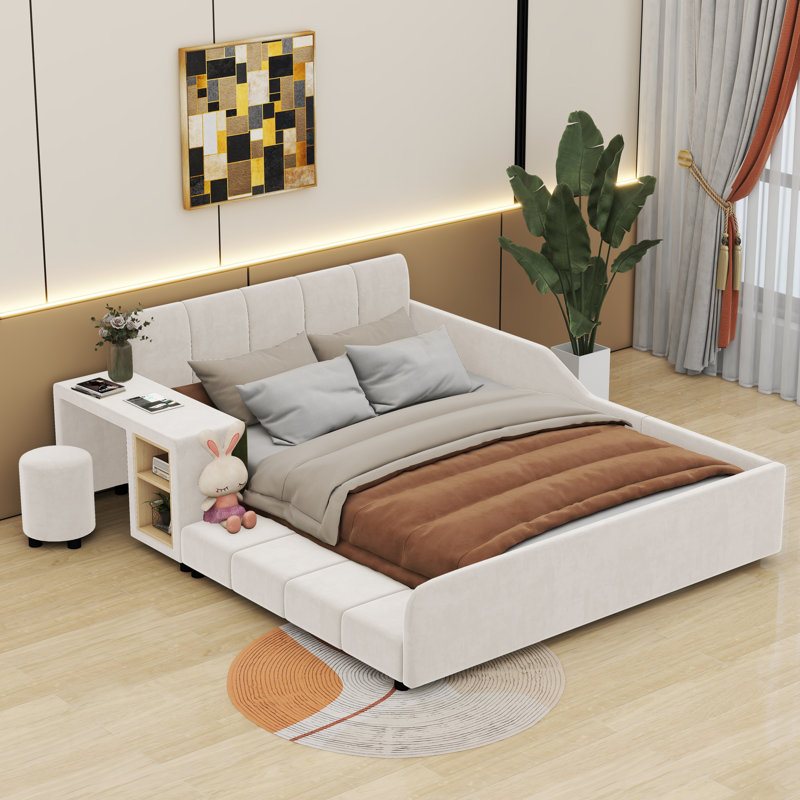 Lit tapissier pleine grandeur Carragan, Beige