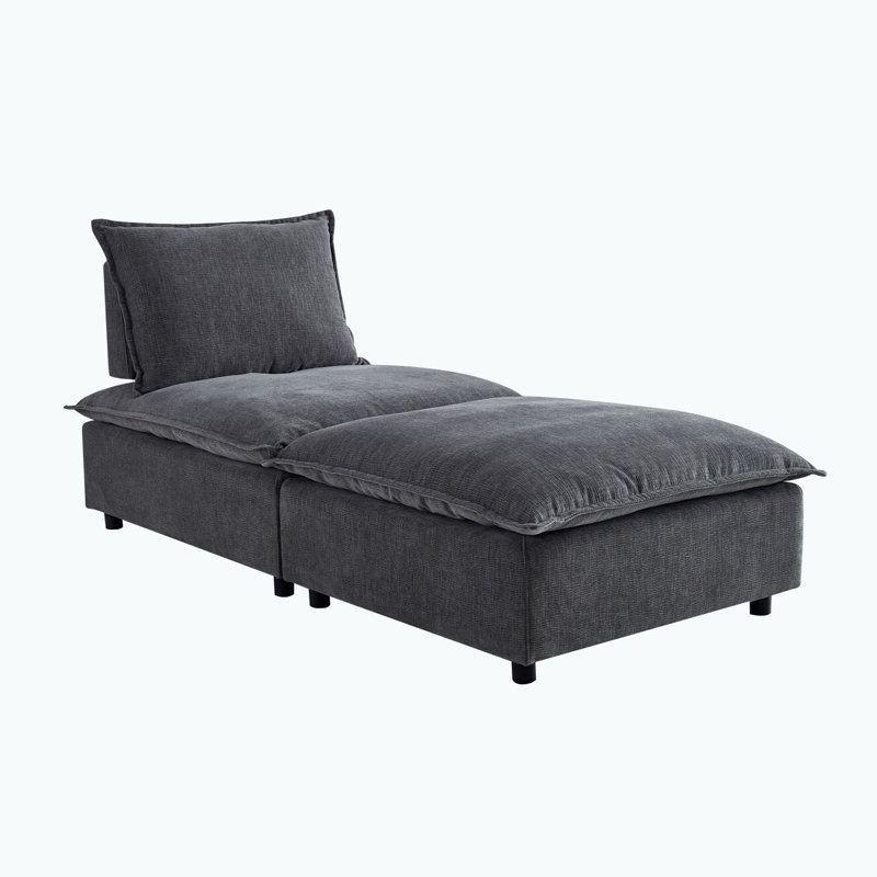 Fauteuil d'appoint sans accoudoirs avec repose-pieds, Gris chenille