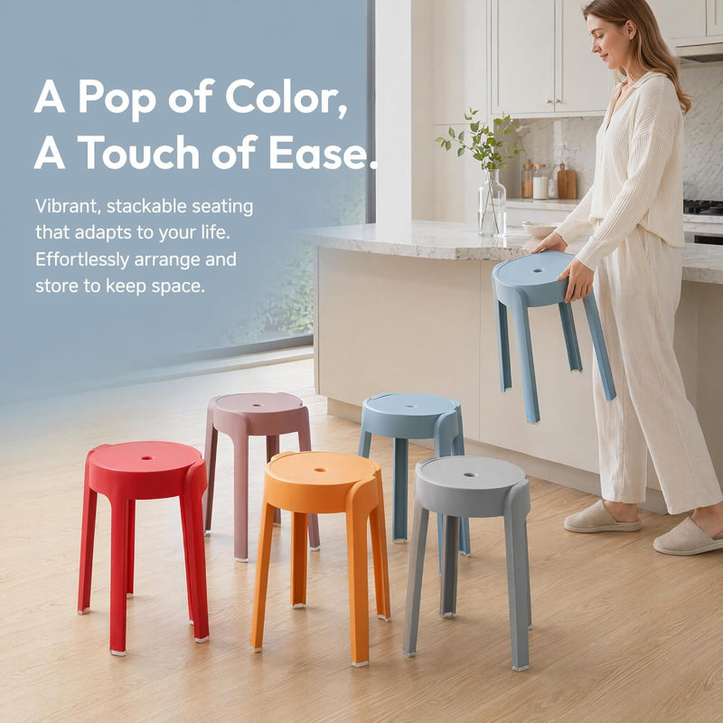 5pcs Stackable Stool Round Plastic Stools 