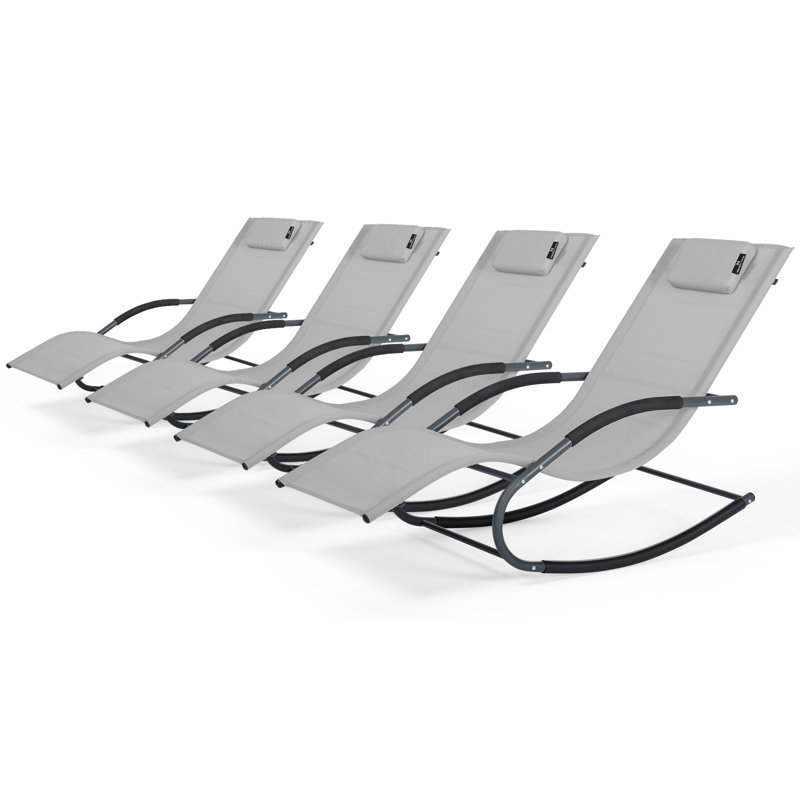 Outdoor Metal Chaise Lounge Set , Cushion Included, Light Grey