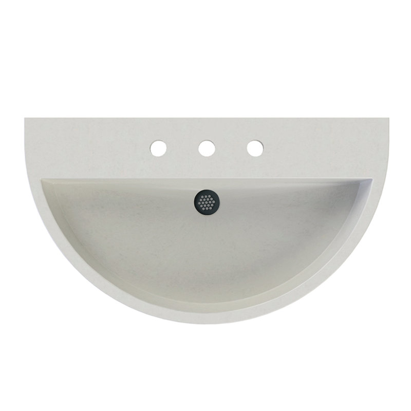 Kurve 30'' L Bathroom Sink, Widespread Faucet, White Linen, Polish Chrome