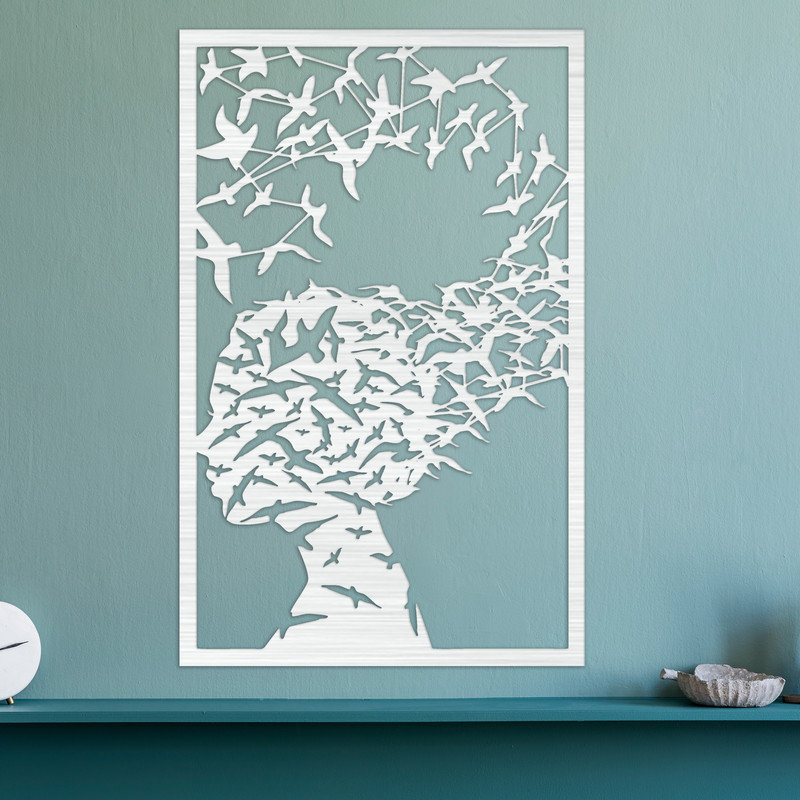 Handmade Wall Decor on ACM, 32" H x 20.4" W x 0.25" D, White