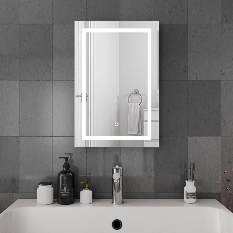 Rectangle LED Bathroom Mirror Fog Free Touch Sensor, 40 cm H x 60 cm W