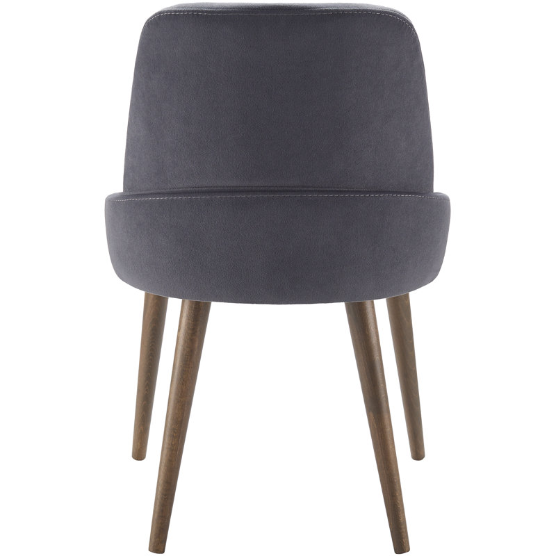 Onelia Dark Gray Suede and Beech Wood Dining Chairs, Set of 2