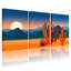 «Desert Landscape with Cactus and Mountain Sunset», reproduction d'art sur toile tendue sur toile, ensemble de 3-1656686543