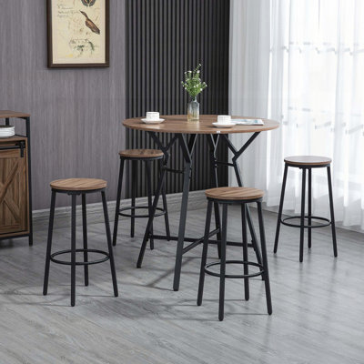 Ensemble 5 pièces de table de bar et chaises - noir et brun