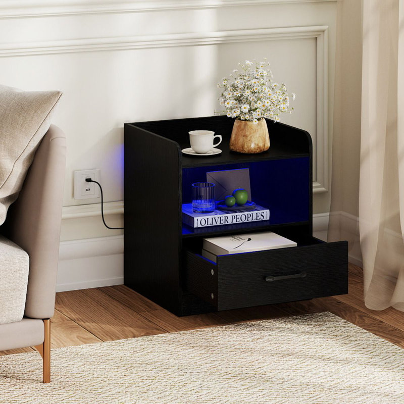 45cm W Manufactured Wood Bedside Table