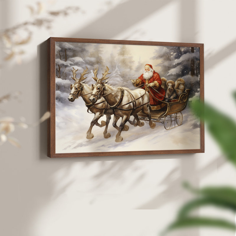 Chirstmas Art-CCCLX -Framed Print - Restickable, H 11 po x l 14 po, Noyer