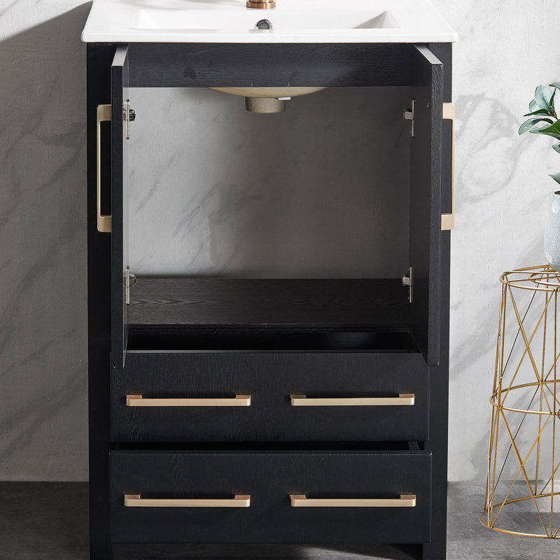 Ensemble de meuble-lavabo simple 2 tiroirs Winona