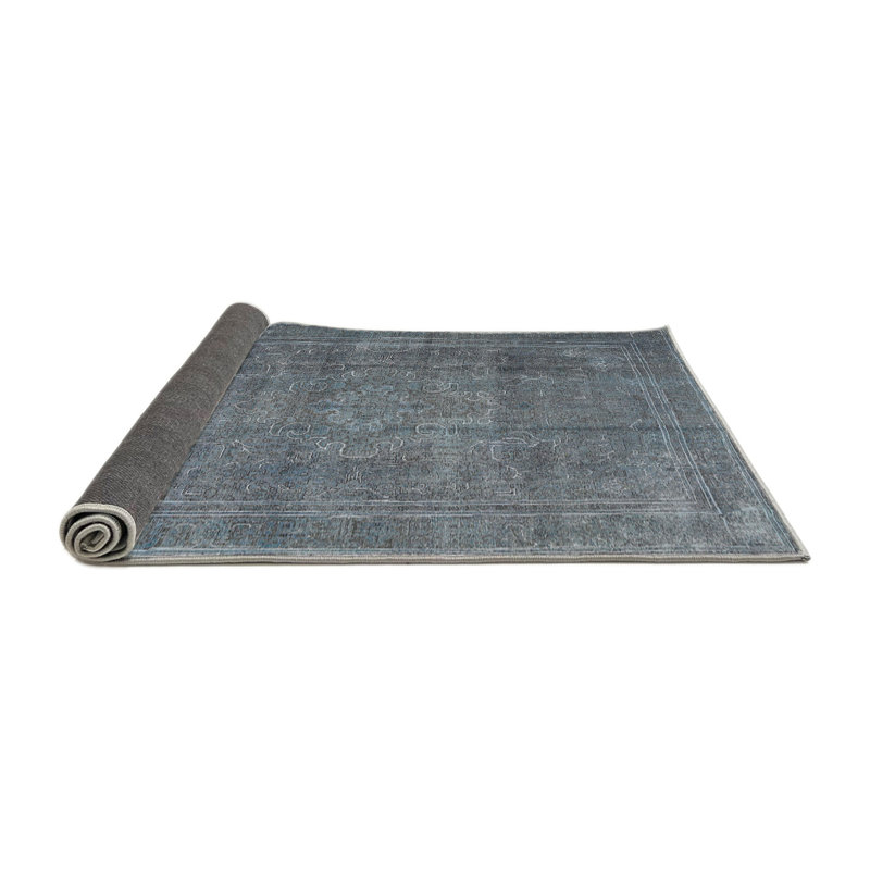 Badrig Oriental Gray/Blue Area Rug, Round 7'