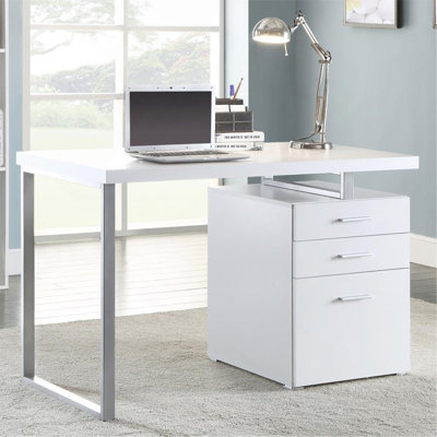 Bureau d'écriture avec 3 tiroirs en blanc
