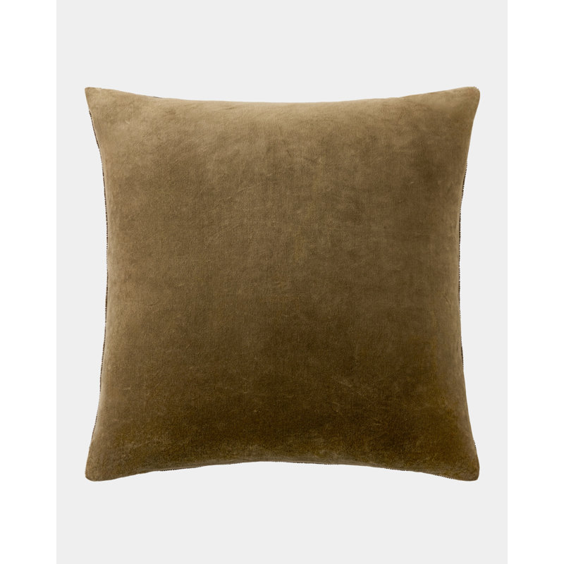 Carthago Beaded Square Pillow Cover & Insert, Sepia/Pass
