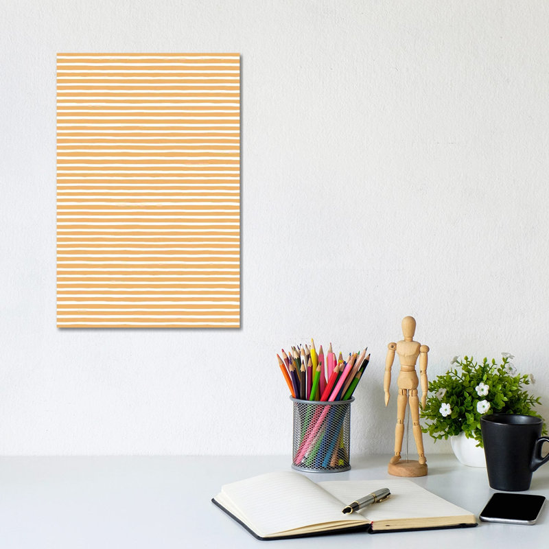 Marker Gold Stripes by Ninola Design - Wrapped Canvas Gallery-Wrapped Canvas Giclée, 20.32 cm H x 30.48 cm W