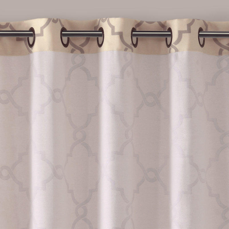 Panneau de rideau simple avec œillets Frwork, L 50 po x L 108 po, Beige / gris