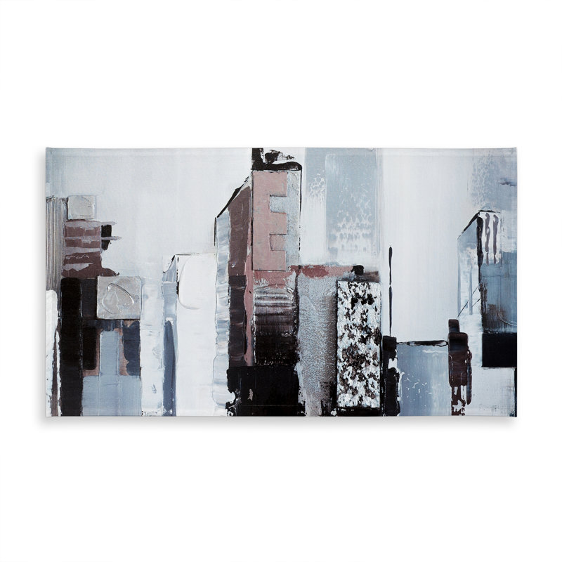 Gray Industrial Tablecloth | Abstract Building Shapes Decor