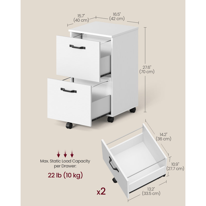 Franny 2 Drawer Filing Cabinet, White