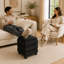 Repose-pieds carré avec rangement en lin et plateau en bois réversible, tabouret d'appoint cube noir-1225039222
