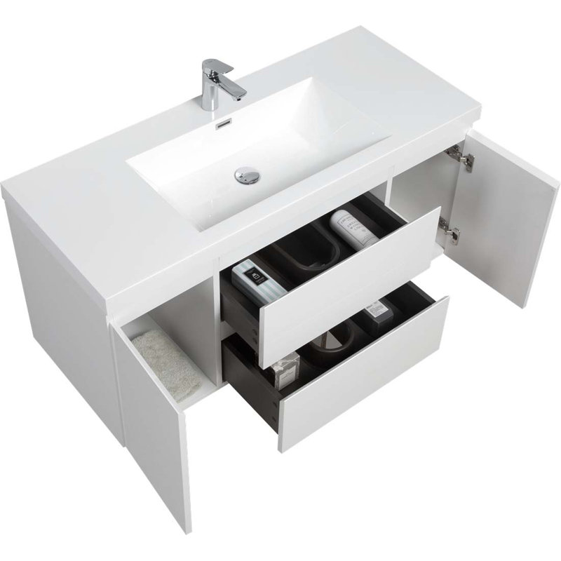 Meuble-lavabo simple 47,24 po avec plateau en résine Henzley