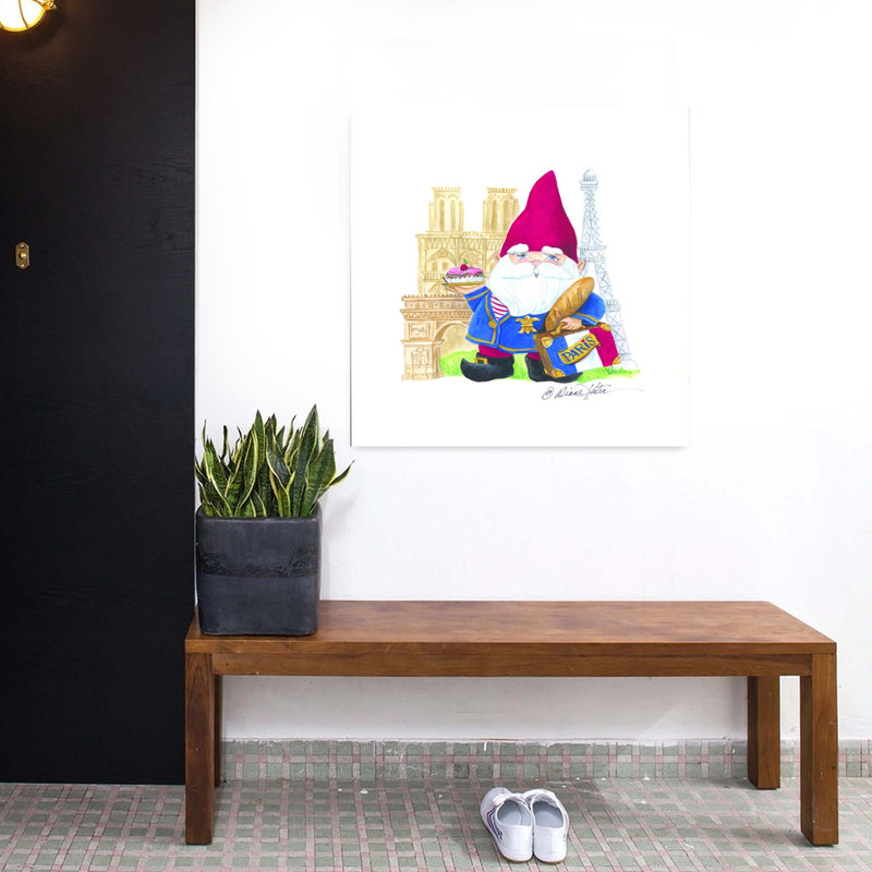 Art contemporain fantaisiste gnome de Paris, H 32 po x l 32 po