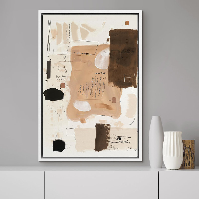 Forme Mid-Century «Modern Abstract Collage Unique Illustration», Cadre blanc, H 36 po x l 24 po