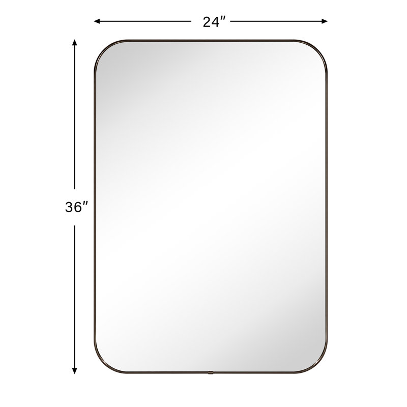 Lucia Contemporary Rounded Rectangle Bathroom Vanity Mirror, Oil Rubbed Bronze, 36'' x 24''