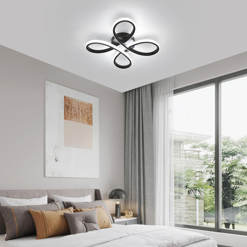 Camelia 4-Light Black LED Flush Mount, 6500K