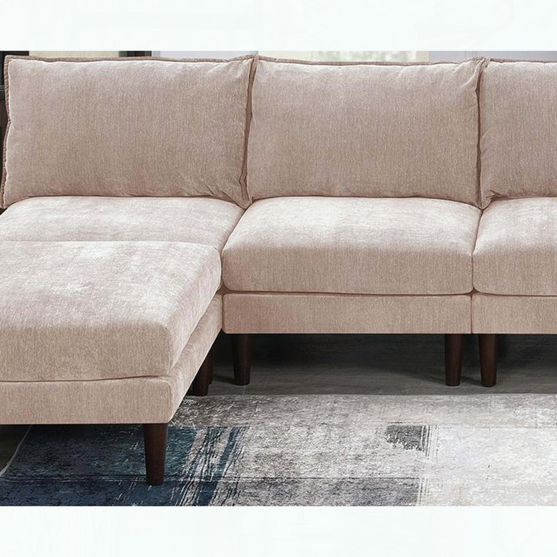 Chaise sans accoudoirs blush rose - tissu en suède Morgan - modulaire, Rose