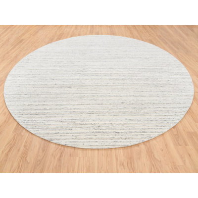 11'10" x 11'9" New Hand Loomed Grey Wool Round Oriental Rug - MOA10263041