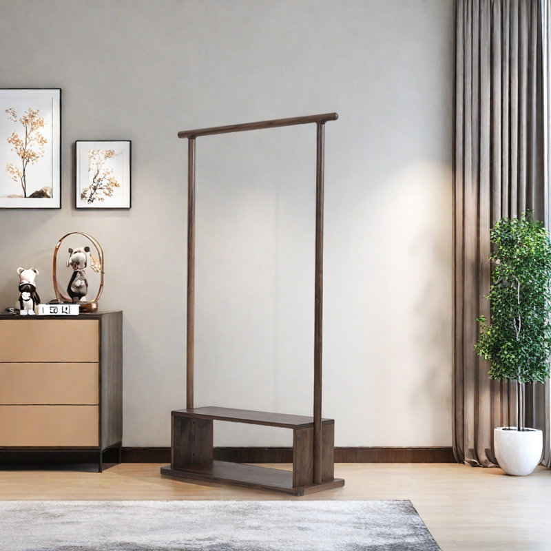 Portemanteau en bois massif Imported, Noyer foncé