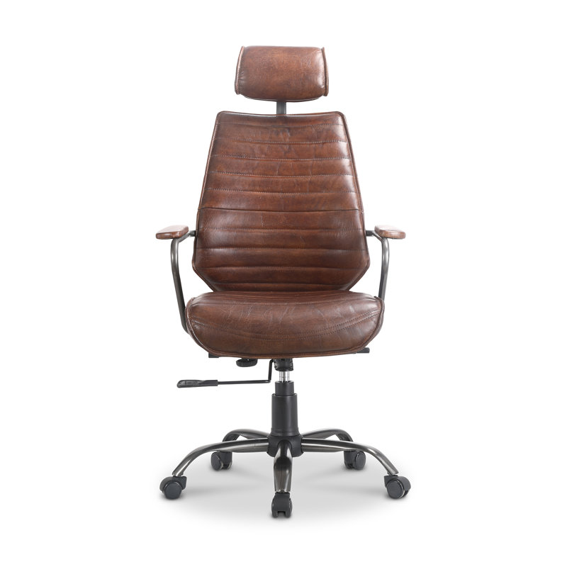 Genuine Leather Executive Chair, Brown Genuine Leather
