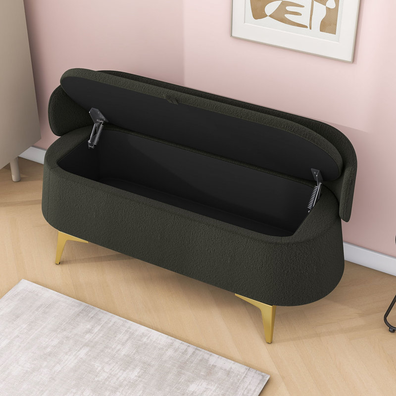 Upholstered Bed End Sofa Stool with Storage Space, Green