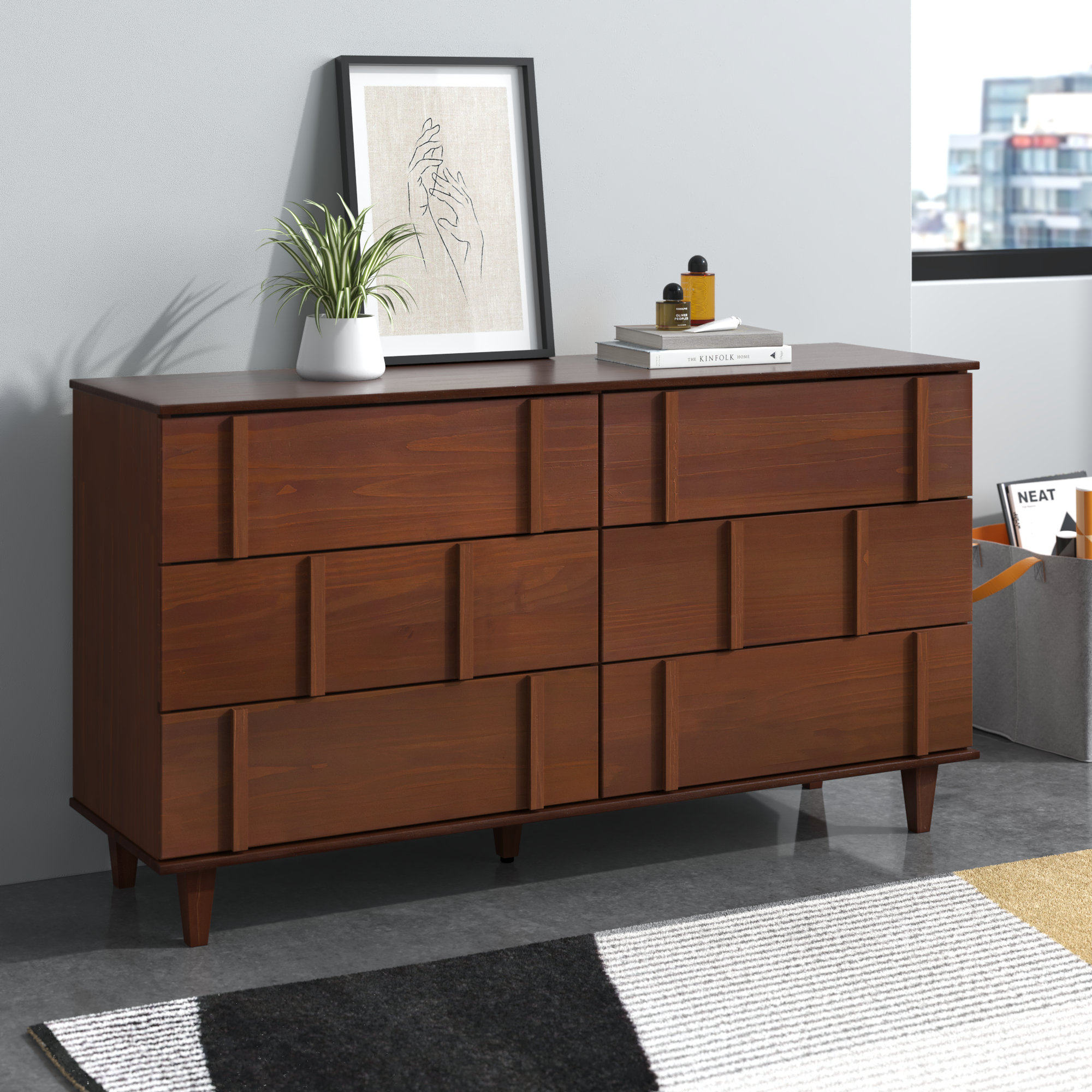 amiliya modern solid wood detailed 6-drawer dresser Amelia Six Drawer Dresser