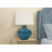 Table Lamp, 24 Inch Blue Ceramic Silhouette Body, Ivory Drum Shade