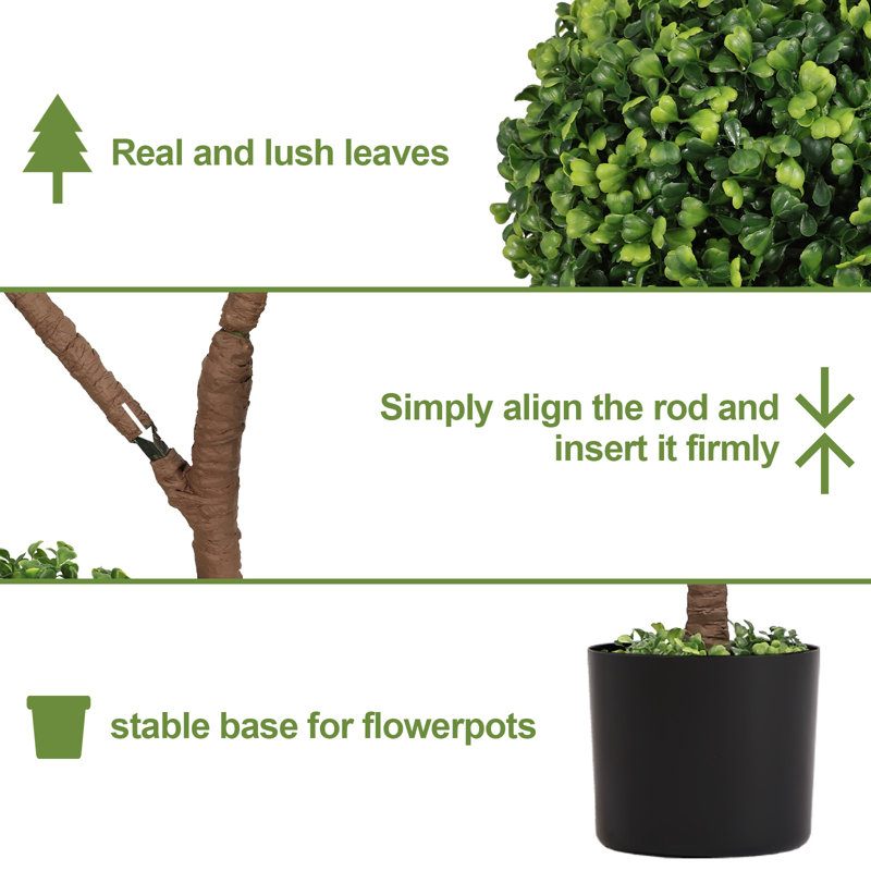 Topiaire de buis artificiel 5 pi, plante artificielle en pot pour décoration de jardin, 5 pi