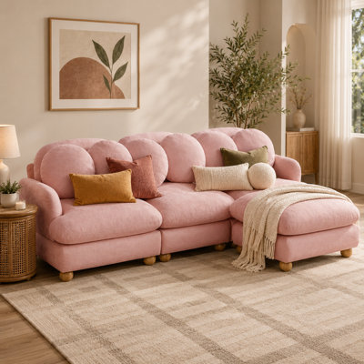 Upholstered L-Shaped Sectional with Ottoman