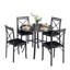Ensemble de salle à manger à quatre pieds Kasandra pour 4 personnes, ensemble de table de salle à manger 5 pièces pour 4 personnes, table de cuisine ronde et 4 chaises de salle à manger en métal avec sièges en similicuir-1050345661