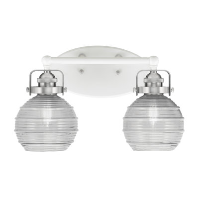 Easton 2 Light Bath Bar With 6" Clear Ribbed Glass