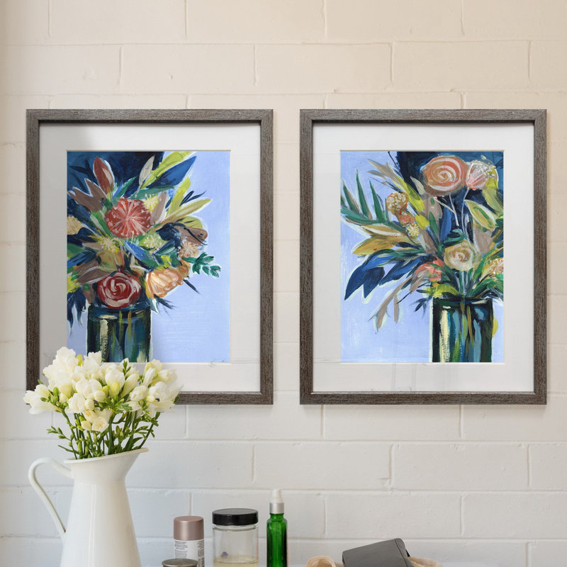 "Fleurs dans un vase I", ensemble de 2 reproductions de photos encadrées sur papier