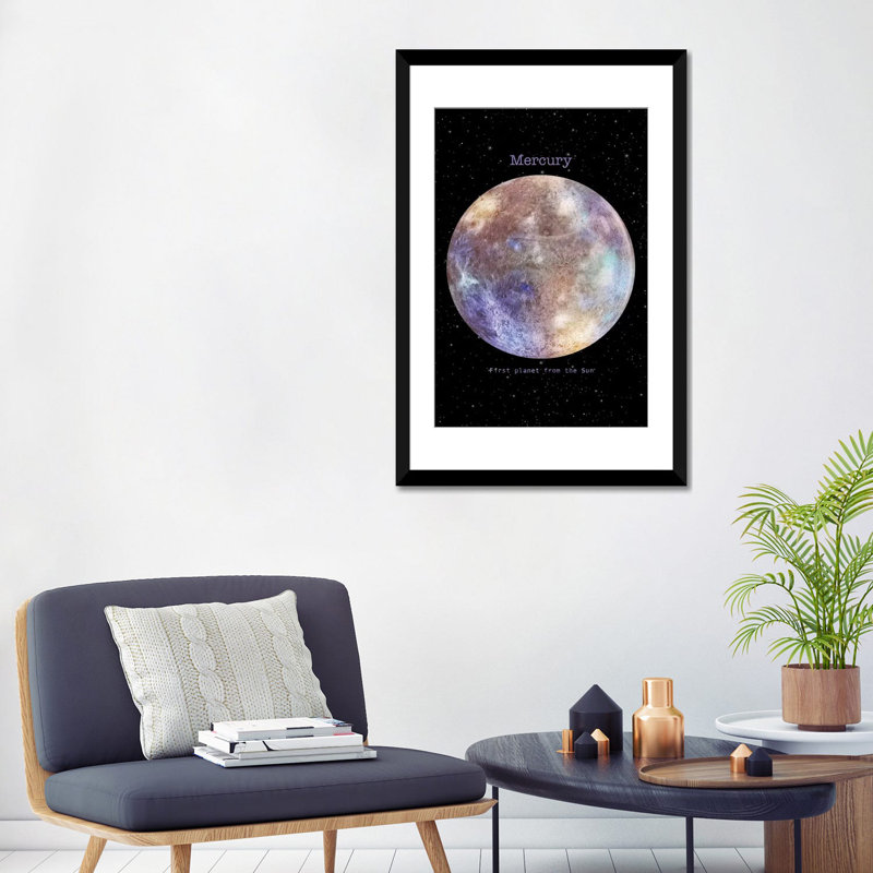 «Mercury», impression sur toile, H 24 po x l 16 po x P 1 po, Papier d'art encadré noir, Blanc