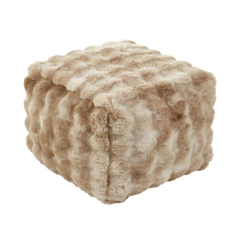 Pouf moelleux en fausse fourrure, Brun